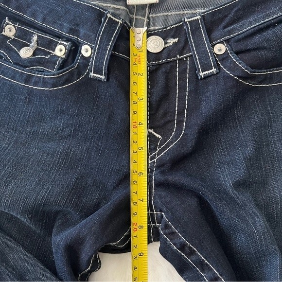 True Religion White Stitching Chain Details Skinny Jeans Dark Wash - Picture 4 of 13